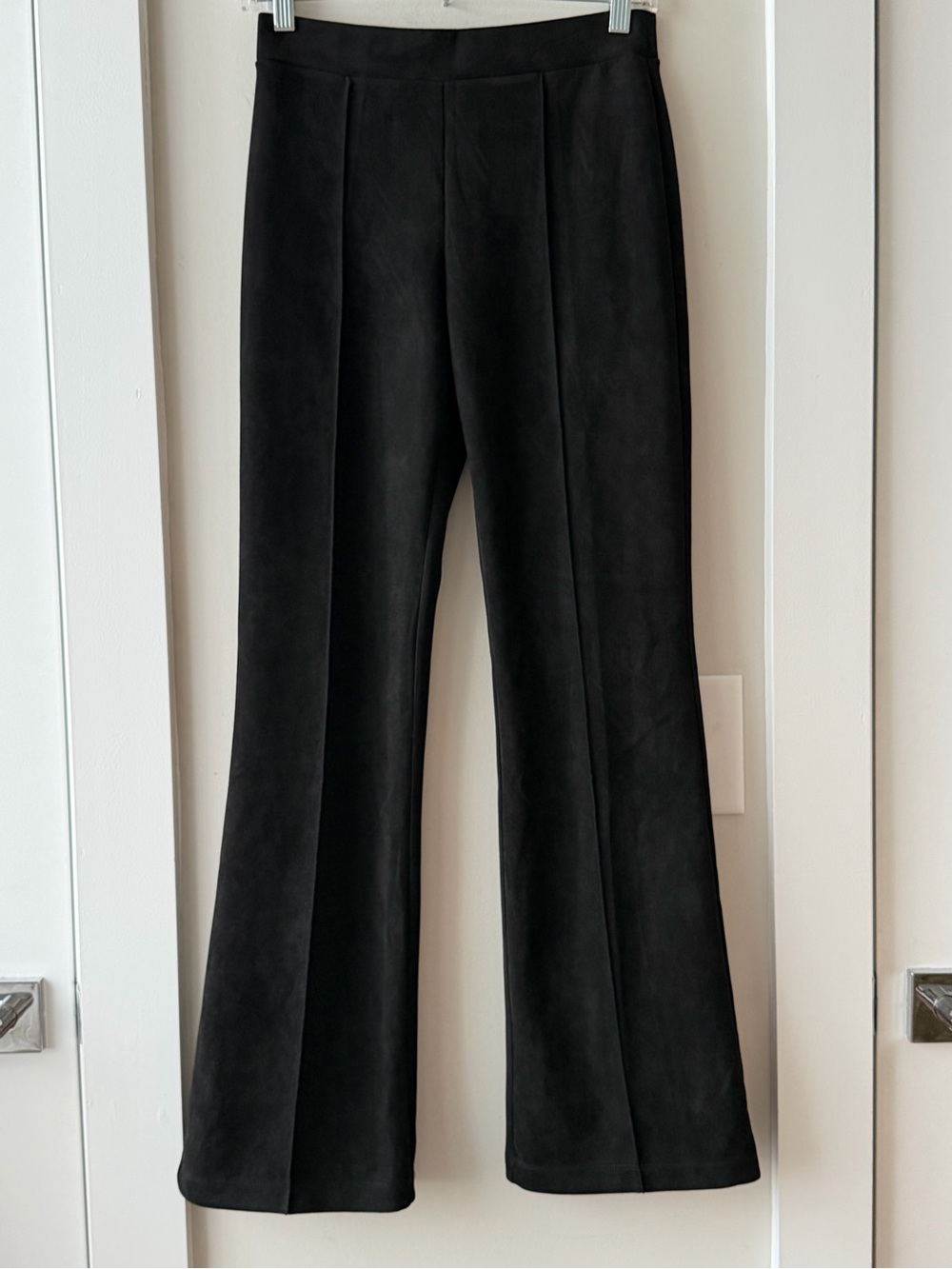 Sanctuary x Anthropologie Black Flare Suede-Feel Pants